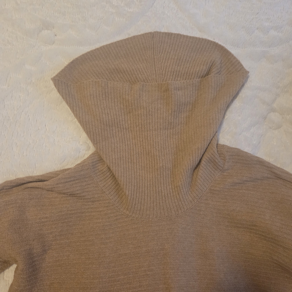 TIME & TRU Camel Cowl Neck Sweater Subtle Ribbed Textured Cozy Season Winter